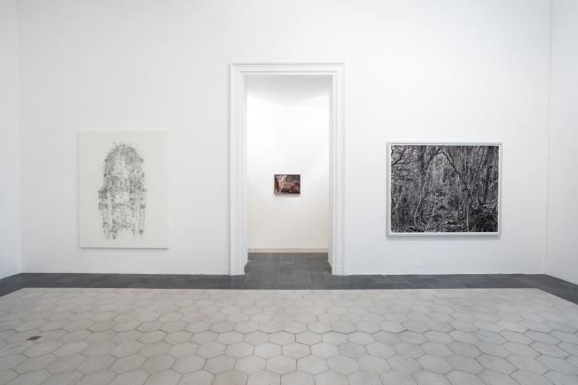 Installation view (Kuitca, Solis, Barile)
